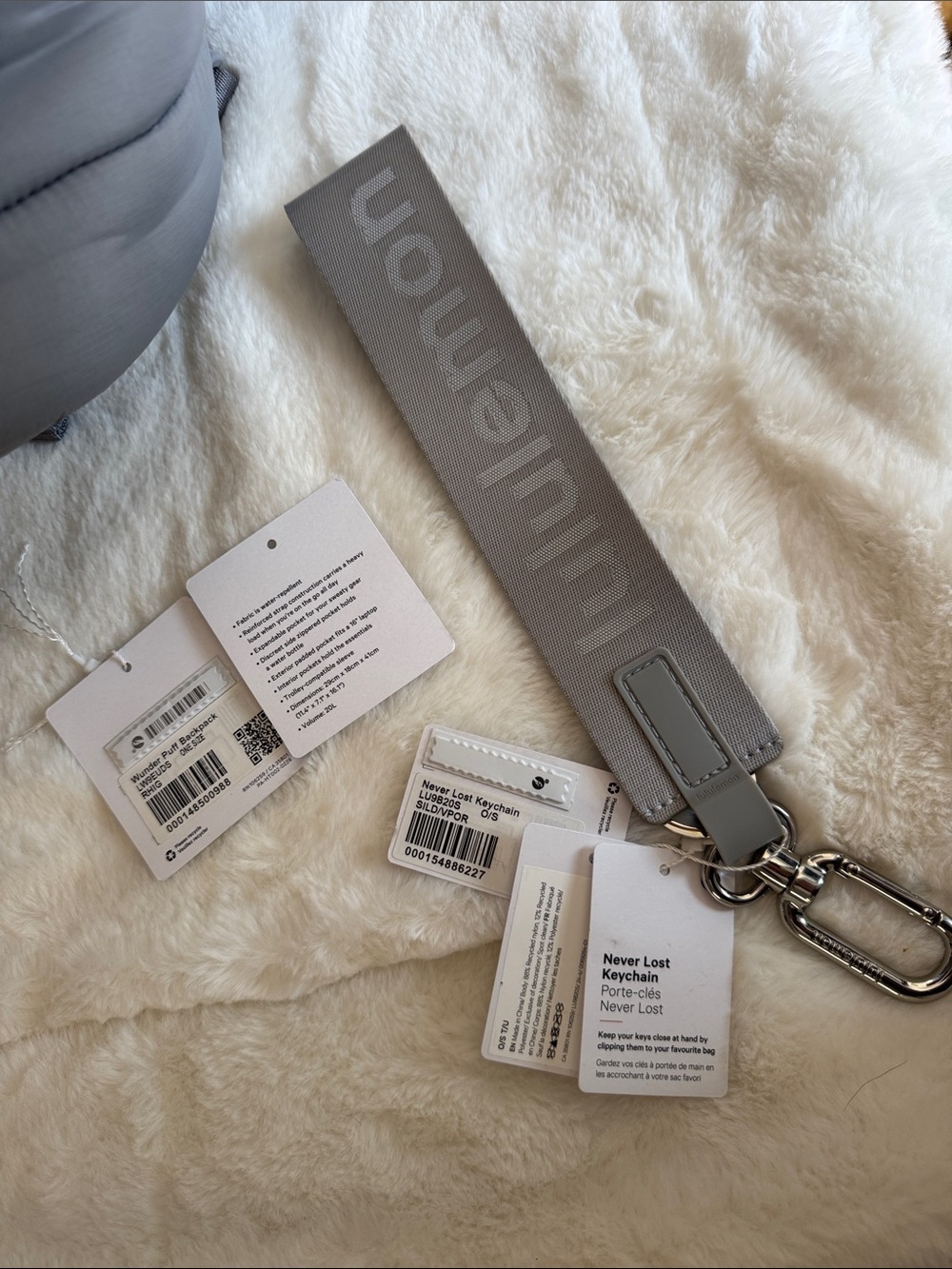 Lululemon Never Lost Keychain NWT 🩶